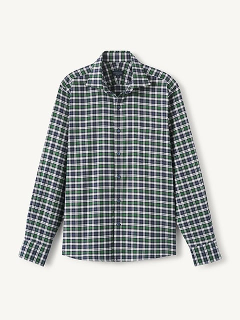 The Thomas Mason Flannel Shirt in Green and Off White