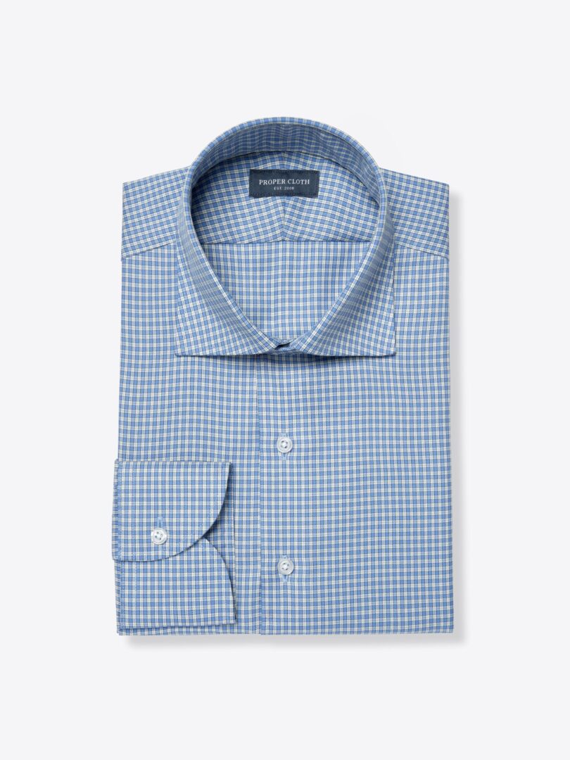 Mayfair Wrinkle-Resistant Blue Small Check Twill Shirts by Proper Cloth