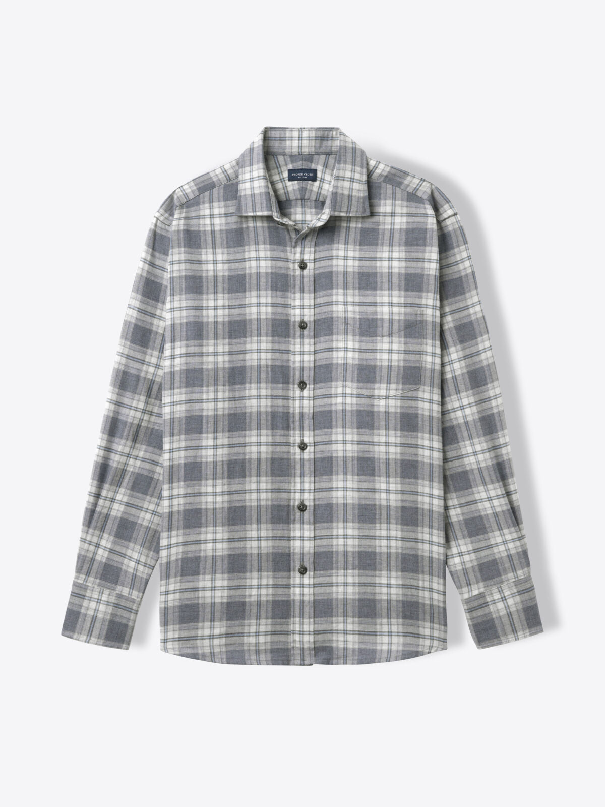 Satoyama Charcoal and Sky Plaid Flannel Shirt by Proper Cloth