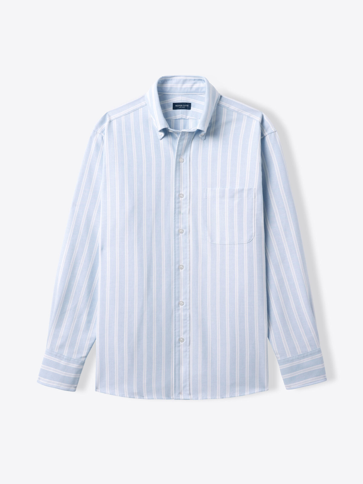 American Pima Sky and Light Blue Stripe Oxford Cloth Shirt by Proper Cloth