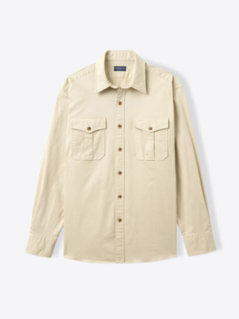 Shop Di Sondrio Beige Stretch Cotton Twill