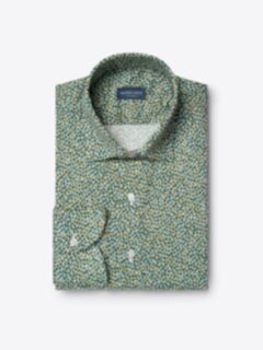 Organic Stretch Cotton Green Floral Micro Print Shirt by Proper Cloth Organic Stretch Cotton Green Floral Micro Print Shirt by Proper Cloth