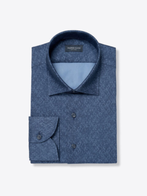 Shop Organic Stretch Cotton Navy Tonal Fern Print