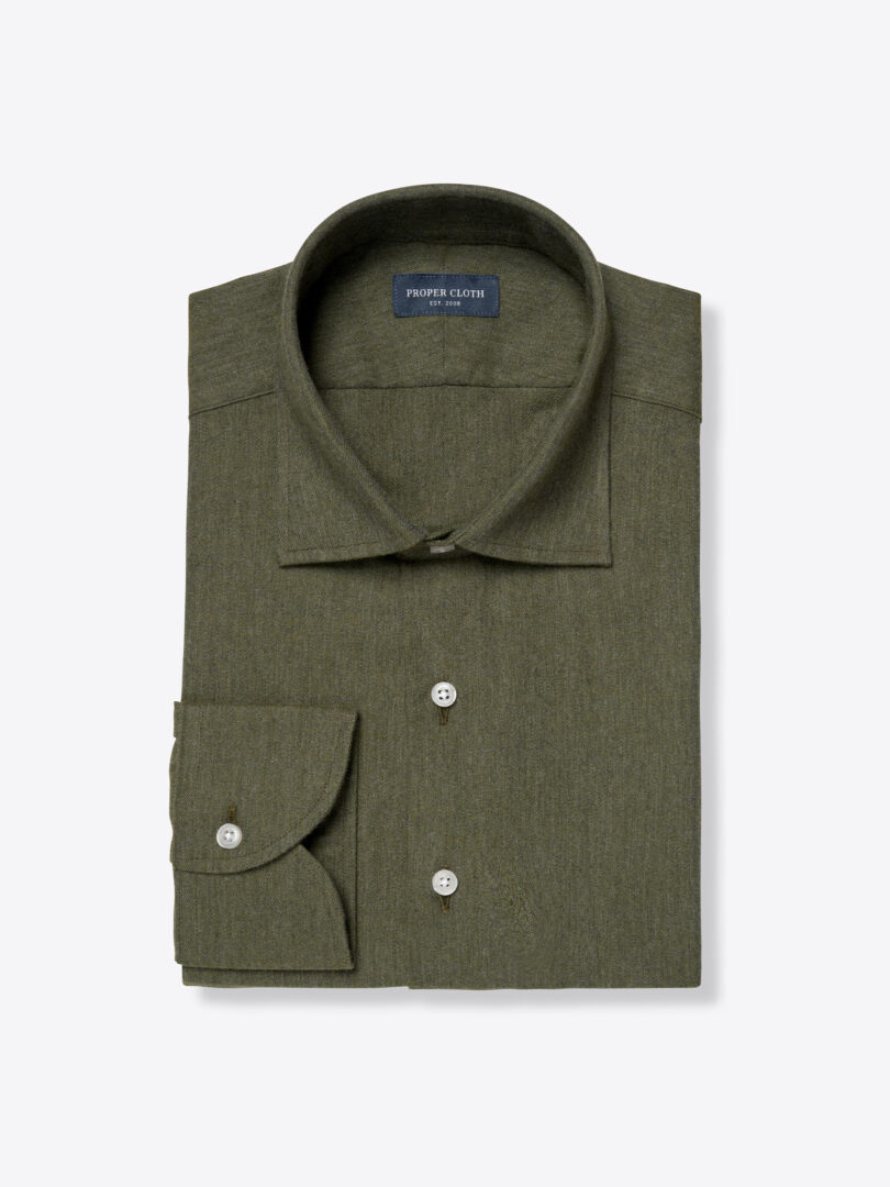 Ludlow Green Melange Brushed Twill 