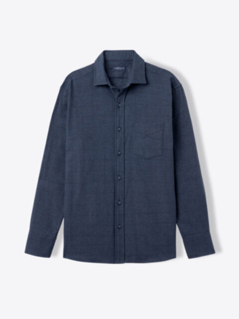 Albini Navy Cotton Tencel Herringbone Flannel Shirt by Proper Cloth