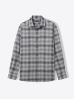 The Satoyama Flannel Shirt in Charcoal and Slate Ombre Plaid