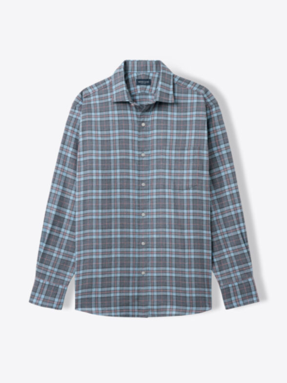 Blue Ombre Horizontal Stripe Flannel Shirt by Proper Cloth