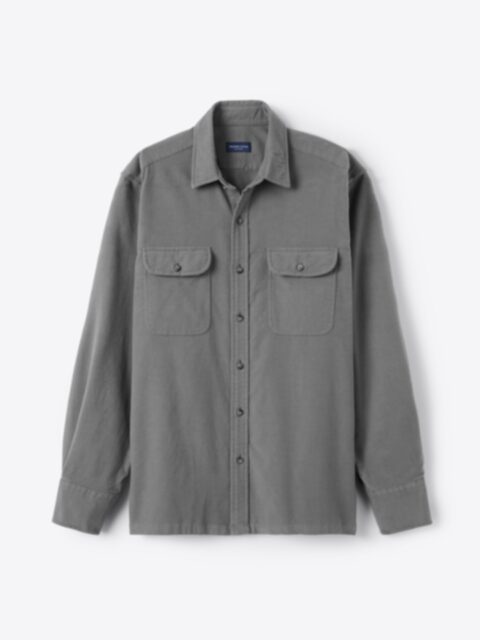 Shop Italian Grey Cotton Blend Stretch Chamois