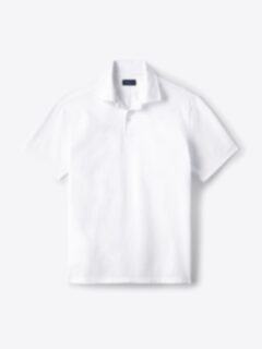 The Italian Cotton Pique Polo in White