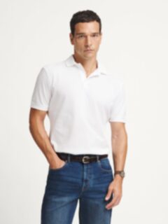 The Italian Cotton Pique Polo in White