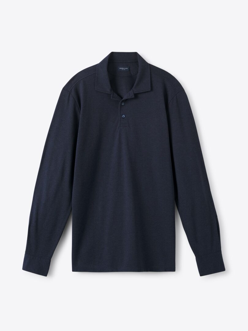 Thumb Photo of Canclini Navy Easy Care Spread Collar Long Sleeve Polo