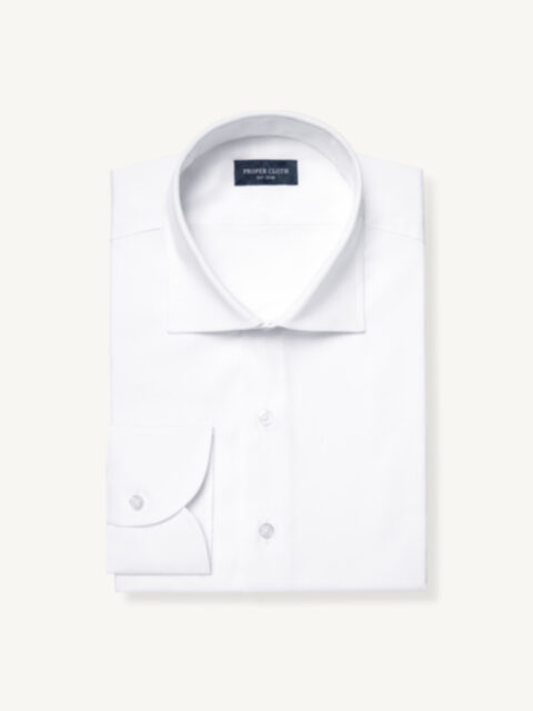 The Thomas Mason Wrinkle-Resistant Dress Shirt in White Herringbone