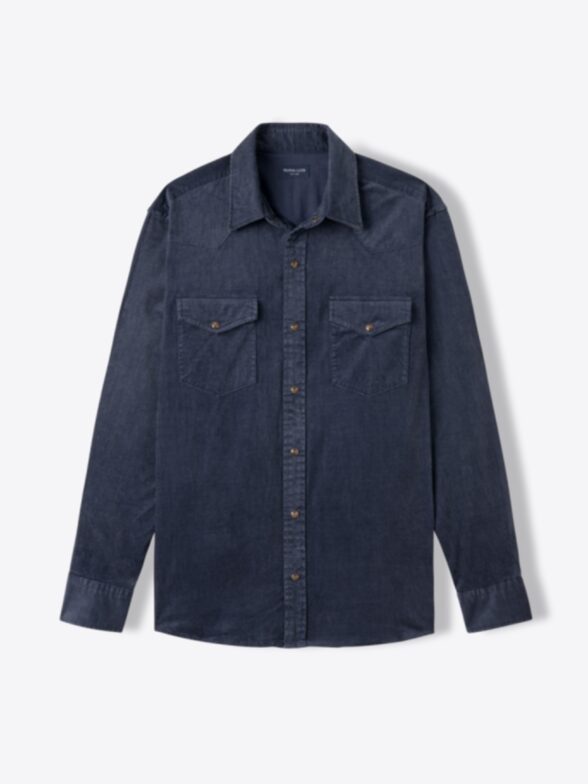 Faded Navy Cotton Lyocell Stretch Corduroy