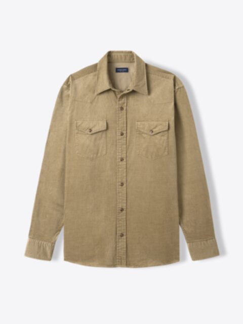 Thomas Mason Beige Melange Flannel Shirt