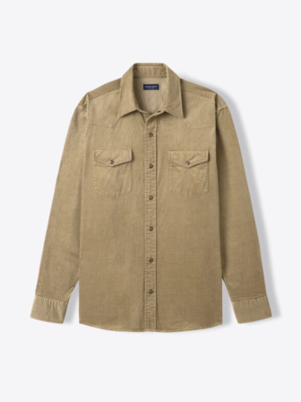 Faded Camel Cotton Lyocell Stretch Corduroy