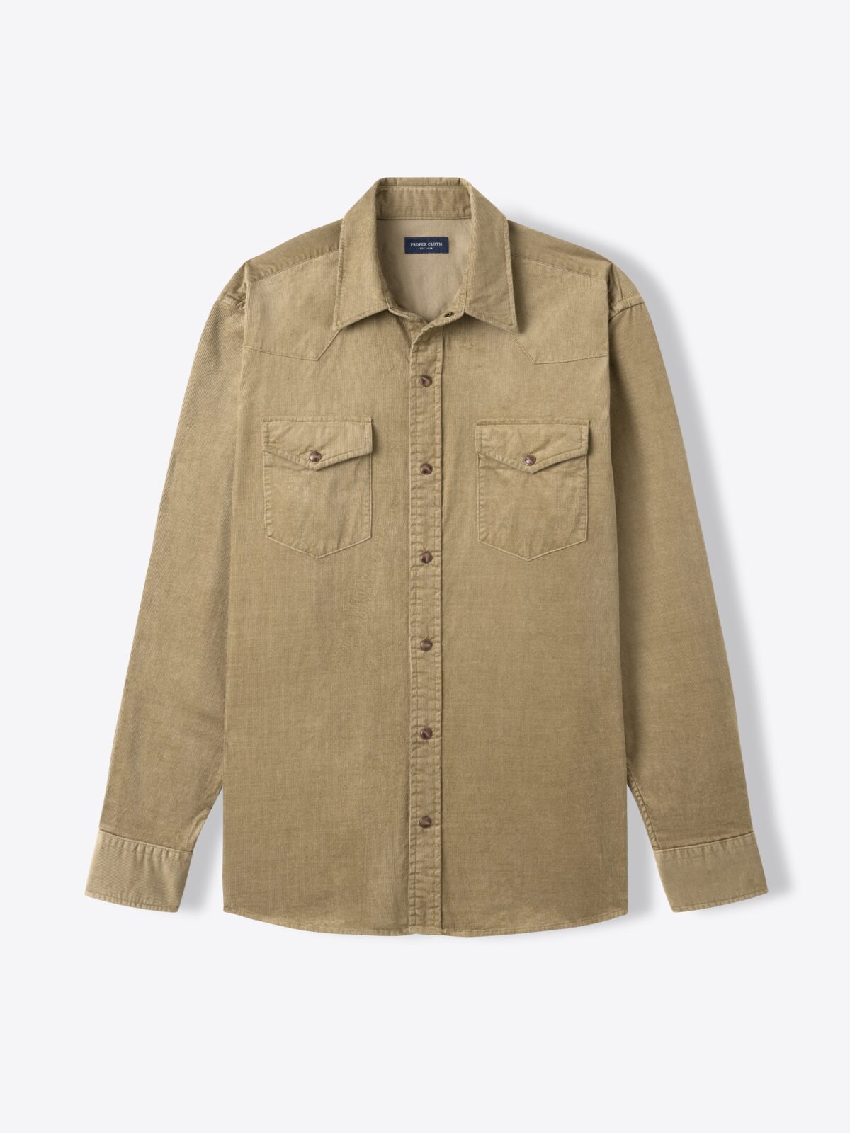 Albini Beige Melange Fine Stretch Corduroy Shirt