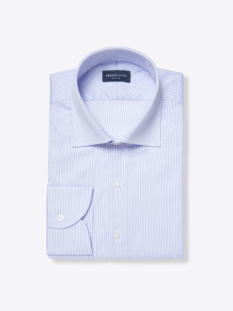 Thomas Mason Light Blue Stripe Oxford Custom Made Shirt Shirt by
