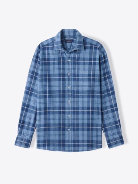 Shop Japanese Washed Indigo Large Plaid Flannel