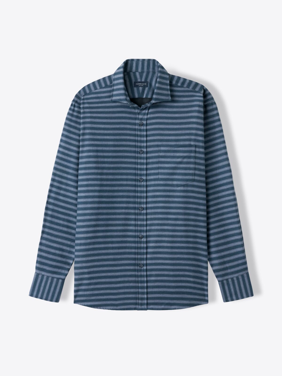 Blue Ombre Horizontal Stripe Flannel Shirt by Proper Cloth