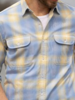 Light Blue and Lemon Ombre California Plaid Shirt by Proper