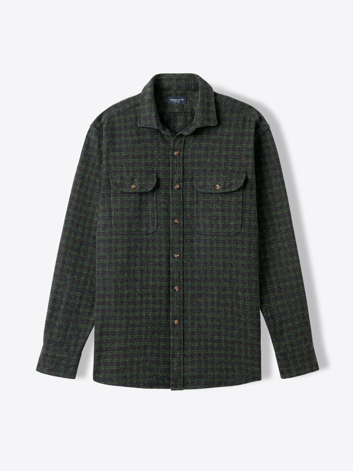 Proper Cloth Japanese Green Low Twist Plaid Custom Dress Shirt