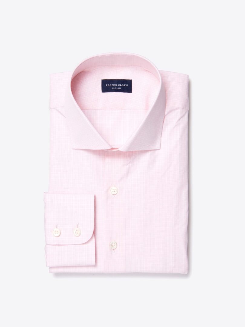 Lazio 120s Pink Multi Grid Fitted Dress Shirt 