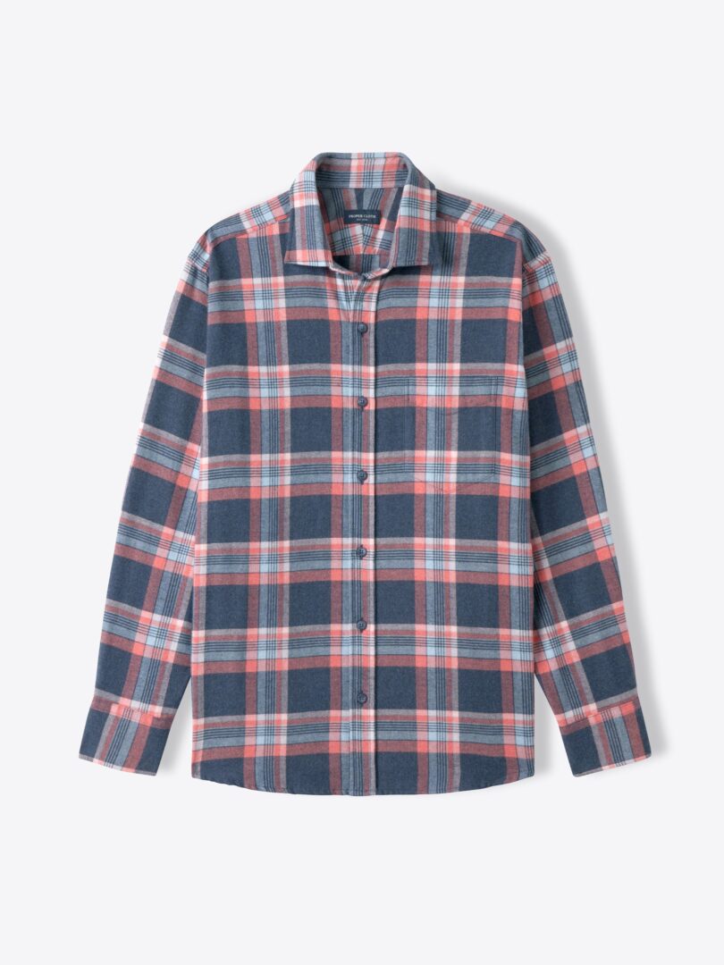 Canclini Faded Navy and Rose Shadow Plaid Beacon Flannel 