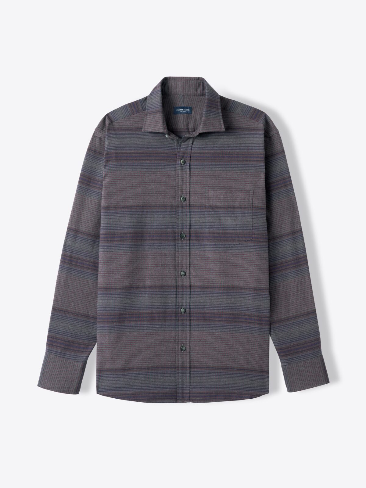 Blue Ombre Horizontal Stripe Flannel Shirt by Proper Cloth