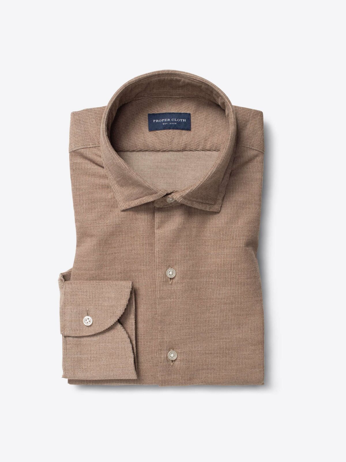 Canclini Beige Melange Corduroy Shirt by Proper Cloth