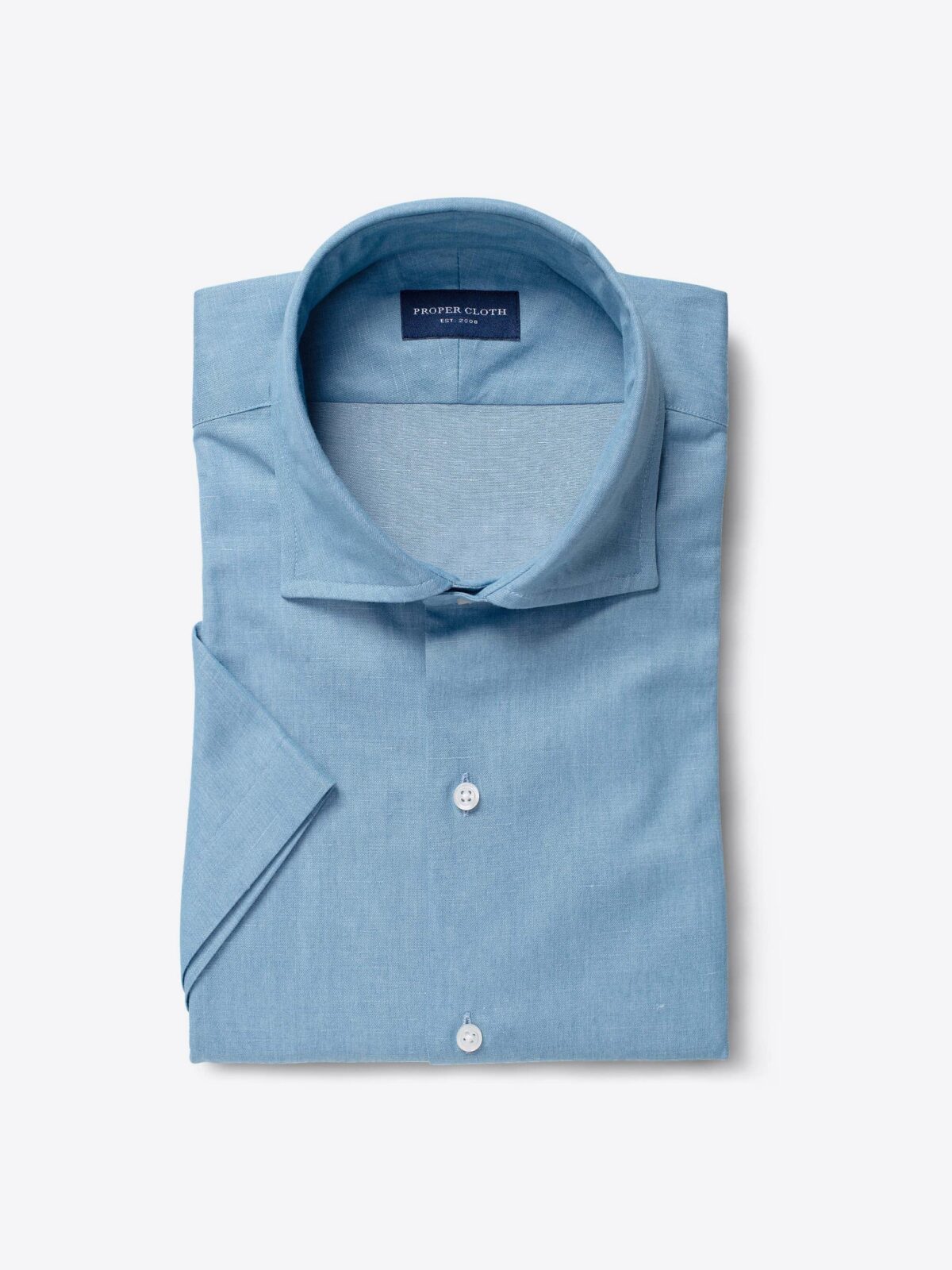 Monti Light Blue Cotton Linen Denim Fitted Dress Shirt Shirt by Proper Cloth