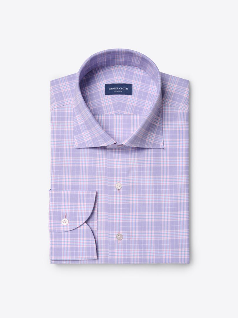 Thomas Mason Non-Iron Lavender and Pink Multi Check 