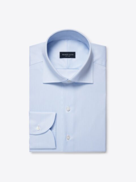 トップス MHL END ON END STRIPE COTTON SHIRT The Thomas Mason Broadcloth Dress Shirt in Blue Stripe End