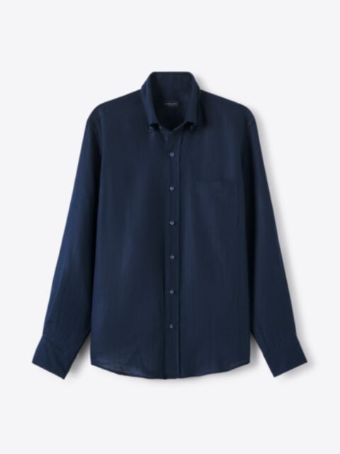 The Cotton Linen Oxford Button Down in Navy