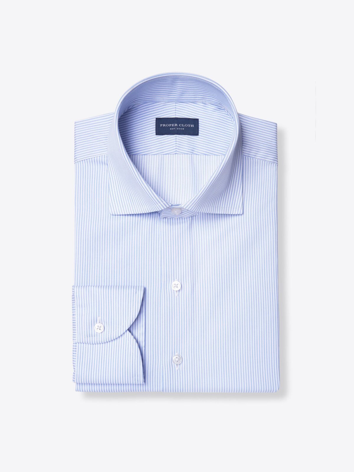 Thomas Mason Wrinkle-Resistant Light Blue Fine Stripe Shirt by
