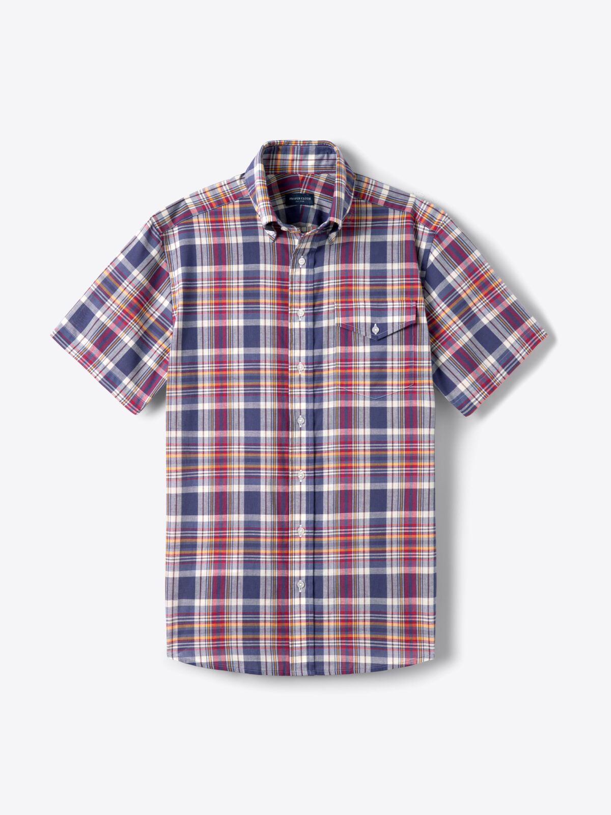 Blue Red and Gold Indian Madras Shirt by Proper Cloth