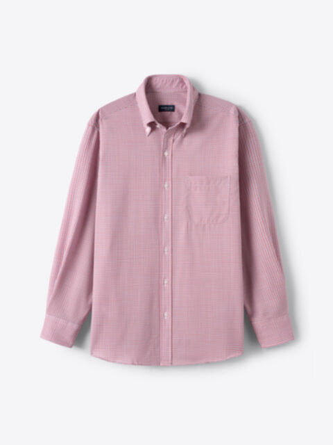 Reda Red and Light Blue Micro Check Merino Wool Shirt by