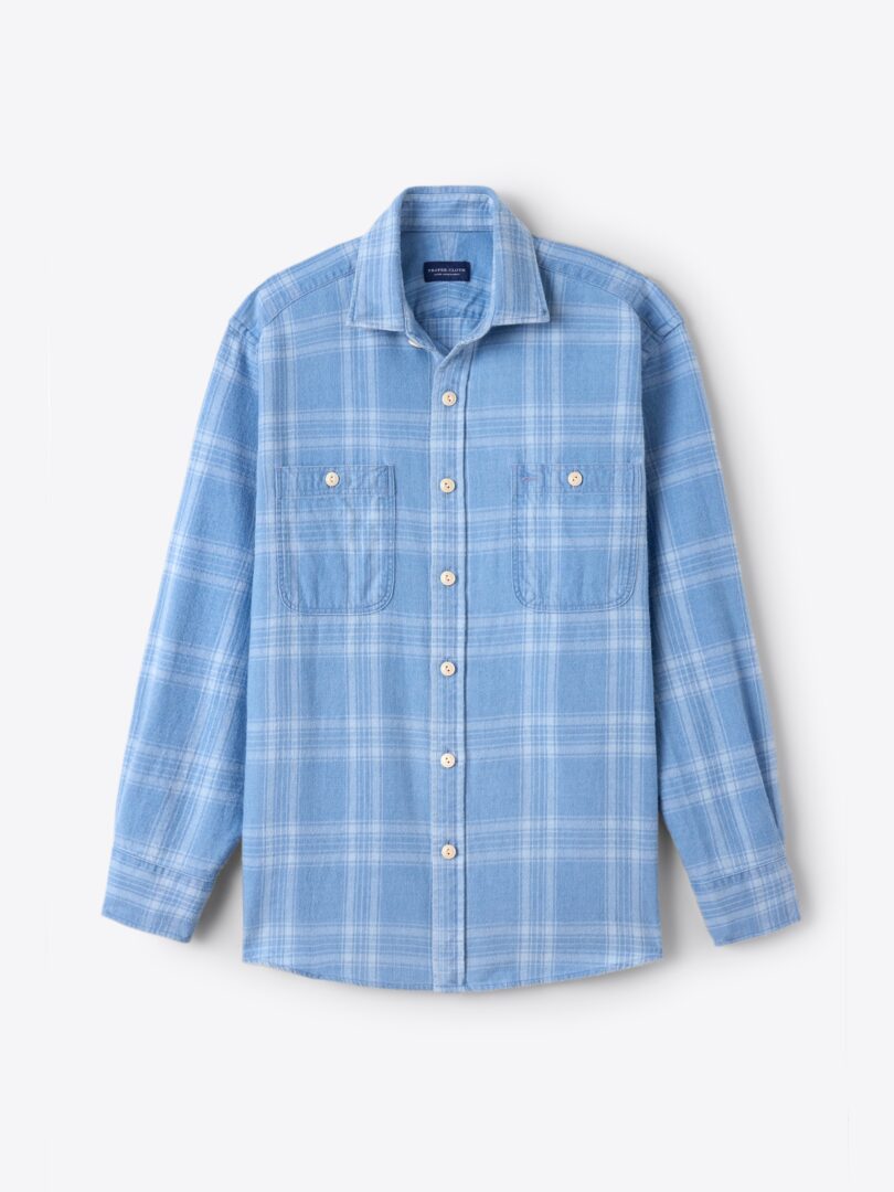 Japanese Light Wash Indigo Country Plaid Product Image