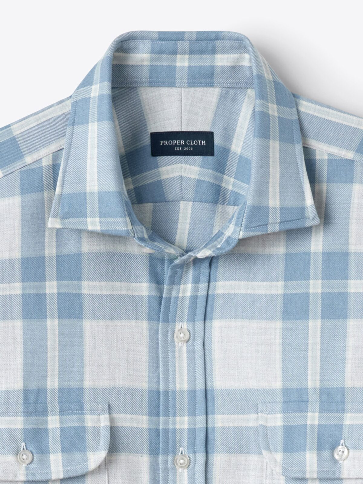 Light Grey and Slate Melange California Plaid Shirt