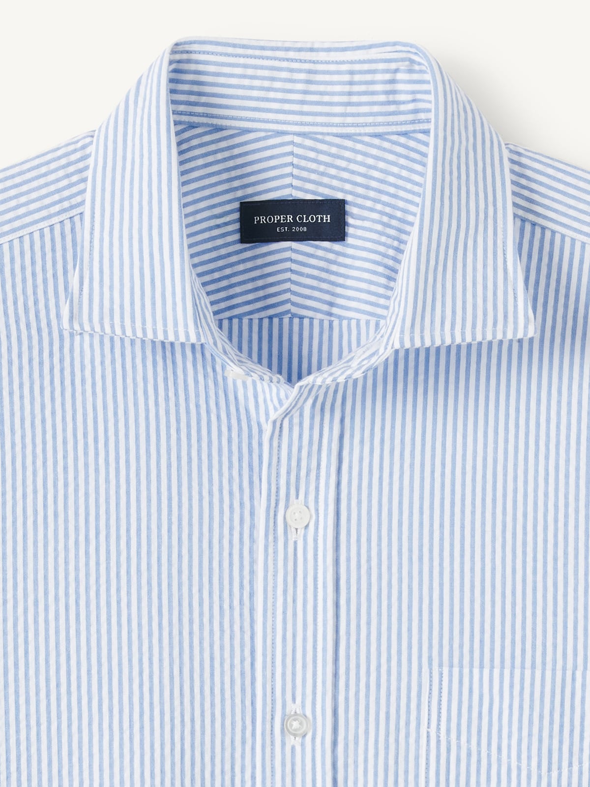 The Short Sleeve Seersucker Shirt in Blue Stripe