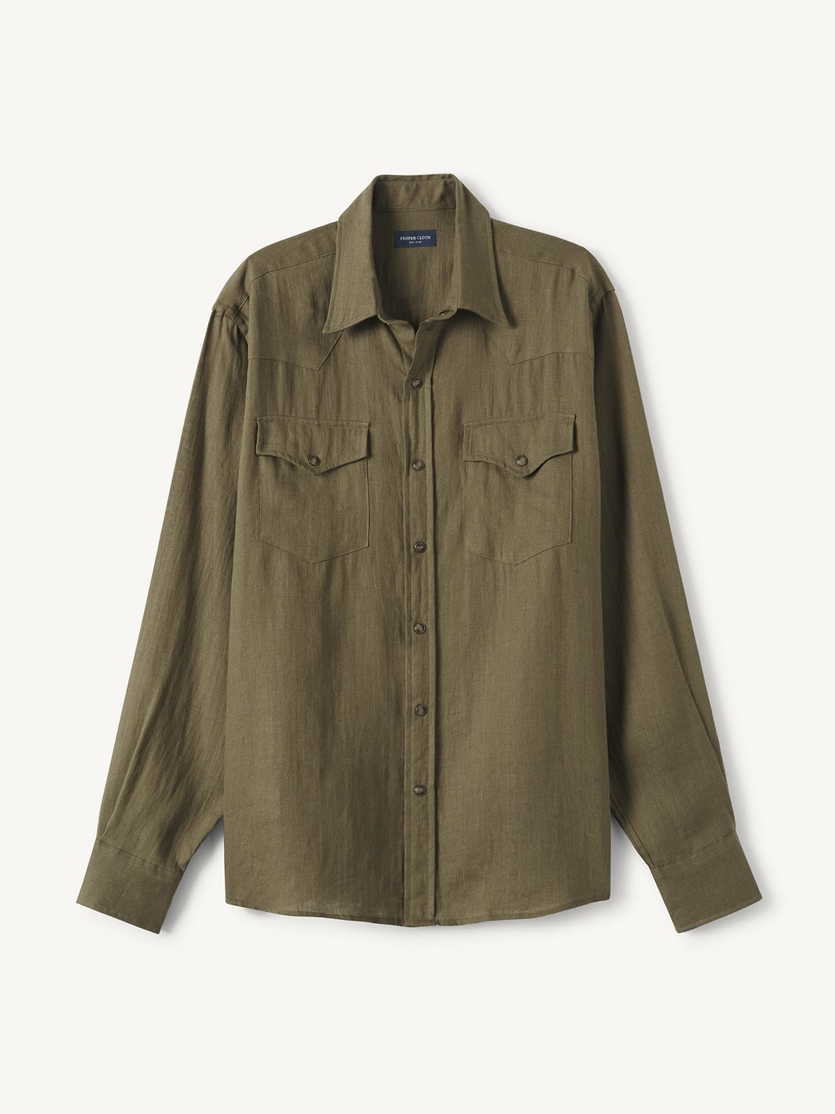 The Irish Linen Western Shirt in Olive