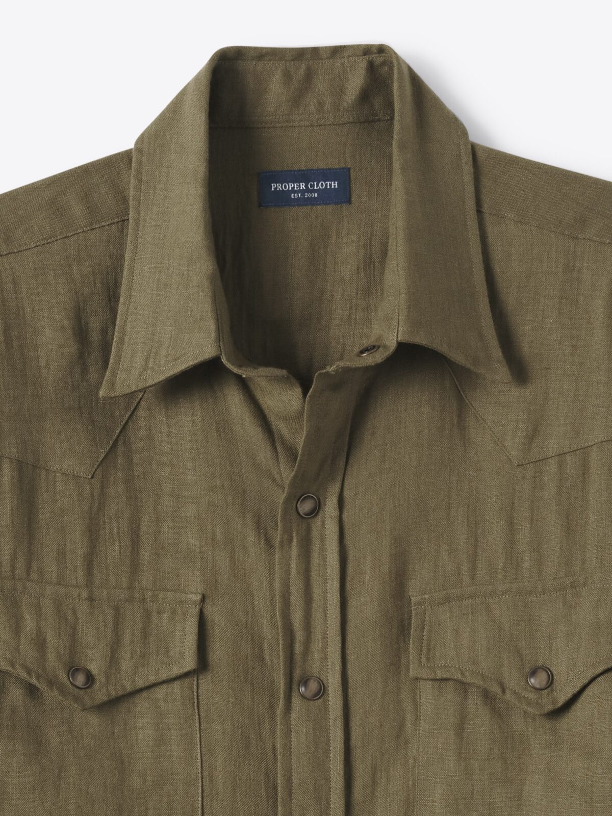 The Irish Linen Western Shirt in Olive
