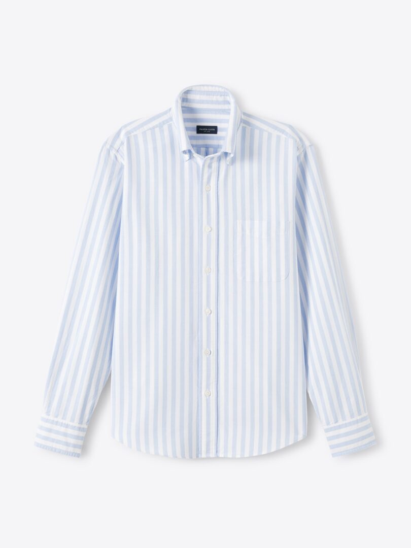 Light Blue Wide Stripe Lightweight Oxford Product Image