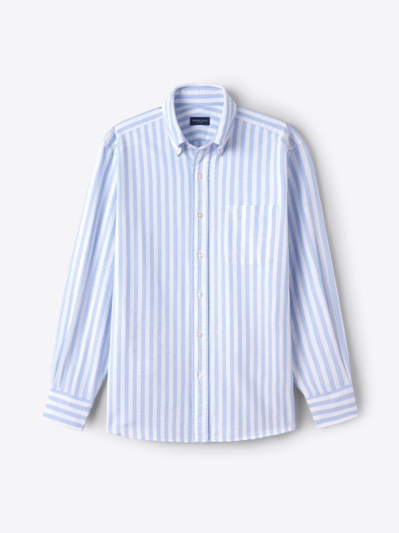 Light Blue Wide Stripe Lightweight Oxford Product Image