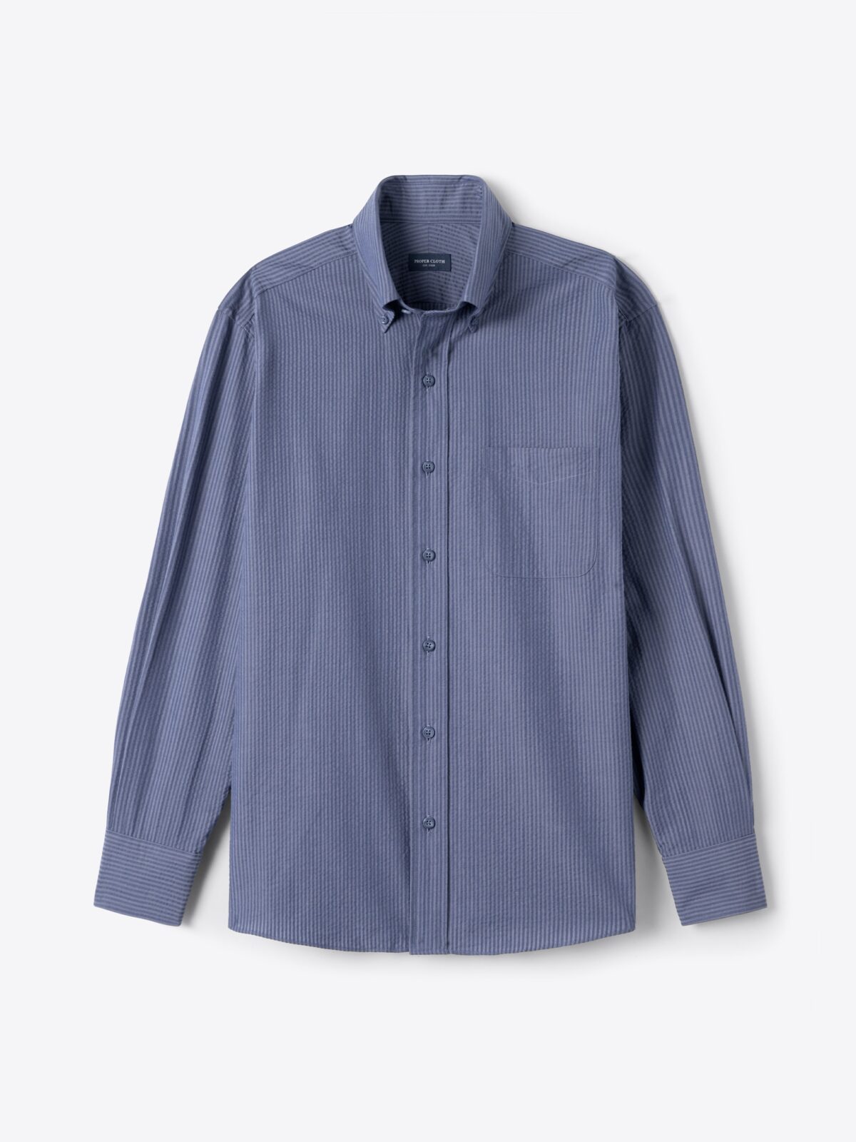 Portuguese Slate Blue Seersucker Shirt