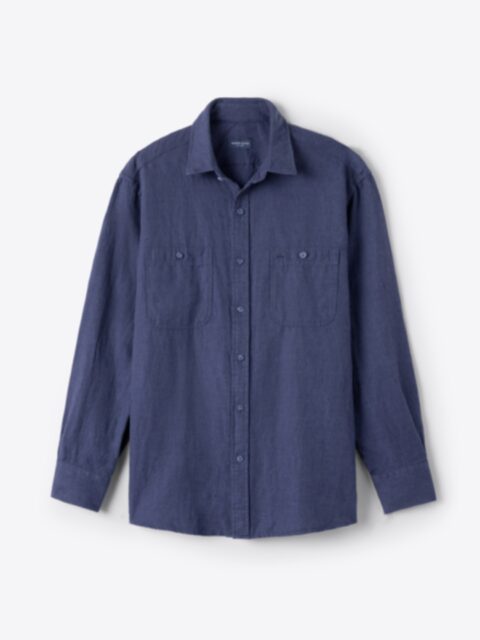 Shop Canclini Navy Cotton Sunwashed and Linen Twill