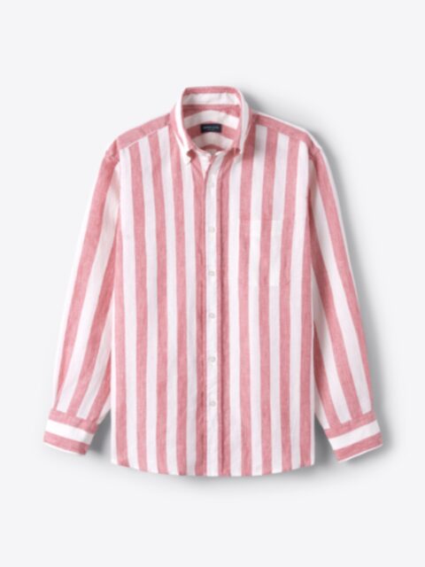 Shop Portuguese Faded Red Wide Stripe Linen