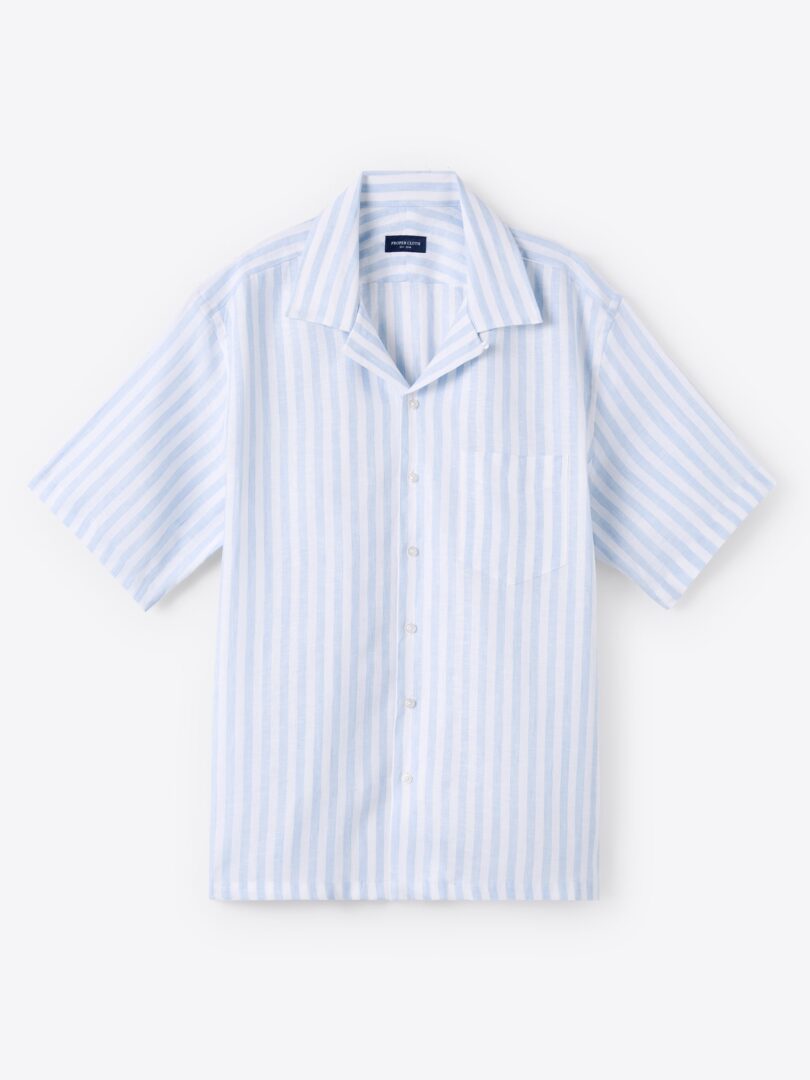 Baird McNutt Light Blue Wide Stripe Irish Linen 