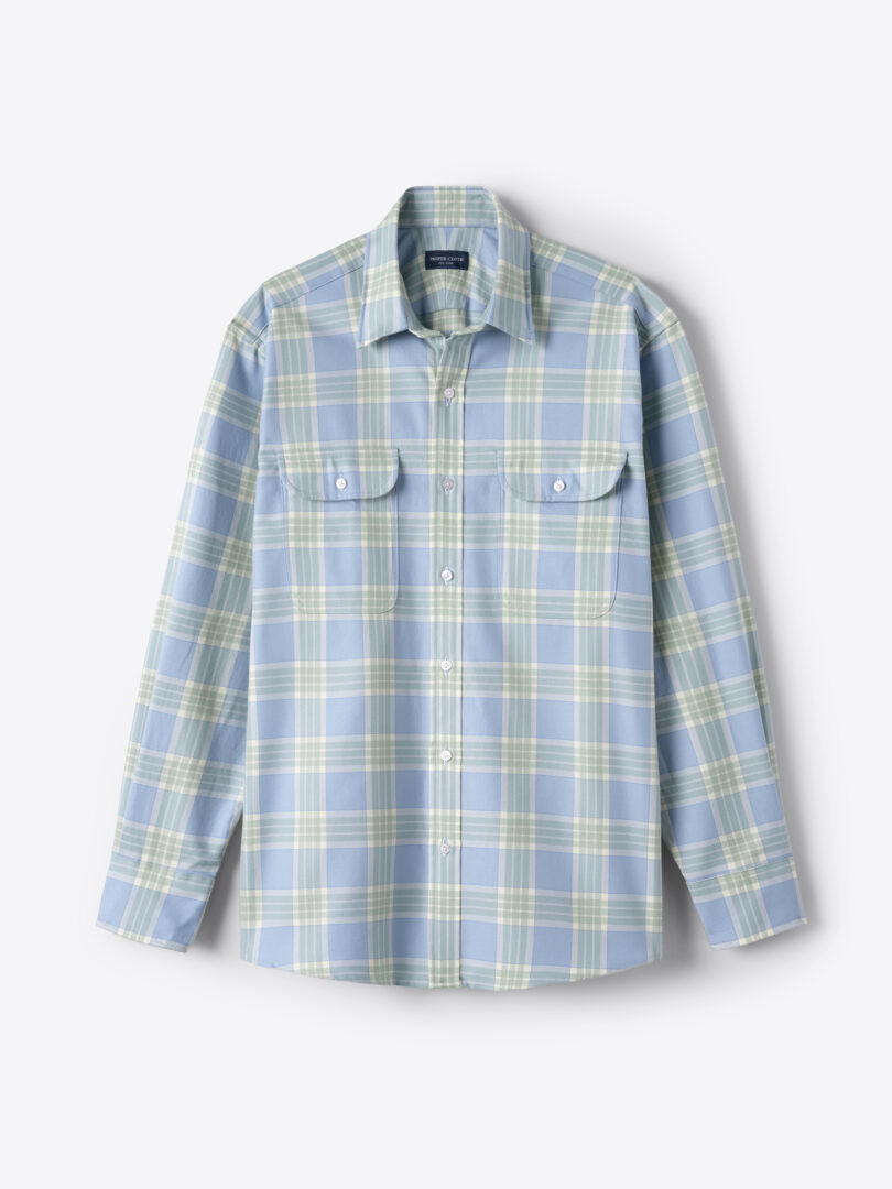 FADED SPARKLING PLAID SHIRT / BLU