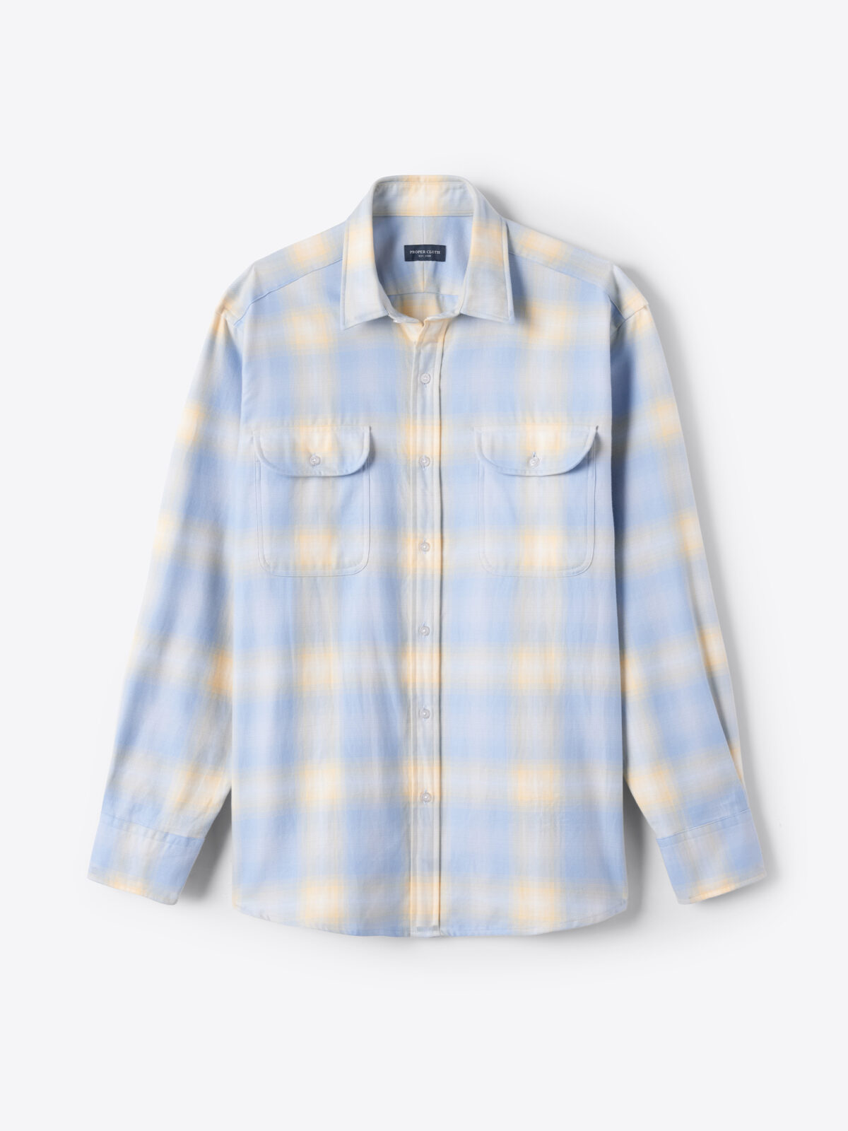 Light Blue and Lemon Ombre California Plaid Shirt