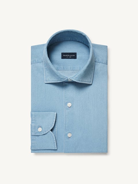 The Washed Selvedge Twill Shirt in Navy